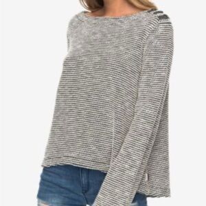 Roxy gray & cream Striped Sweatshirt size small